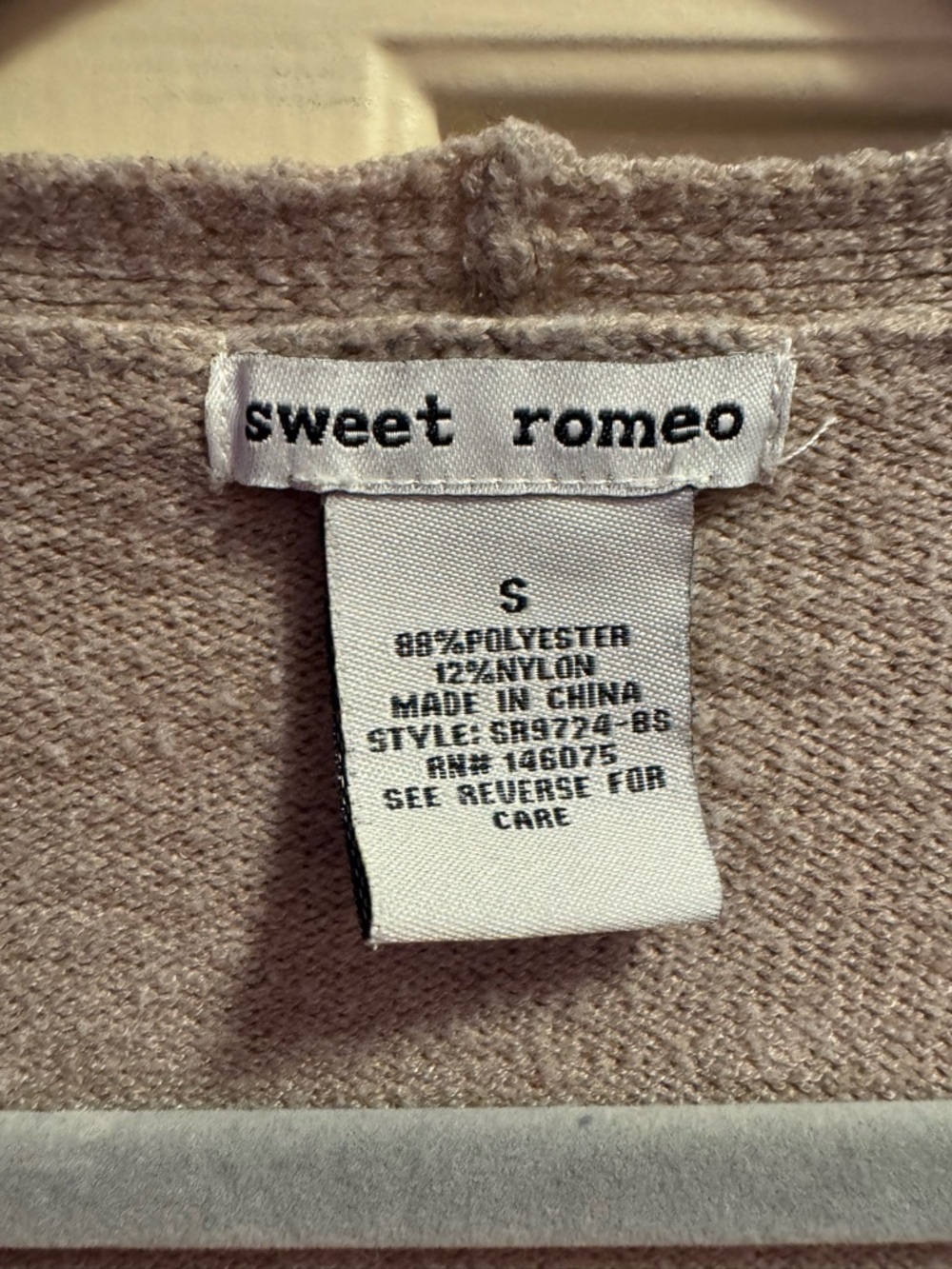 Sweet Romeo Taupe Open-Front Cardigan with White Skull - Picture 5 of 5
